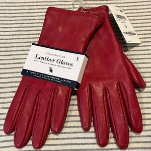 Charter Club Crimson Leather Gloves w/ Touch Screen Technology